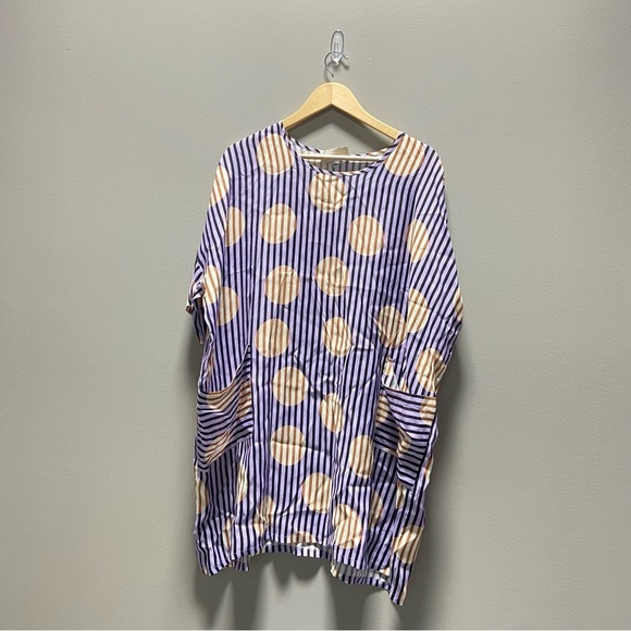 Corey Lynn Calter Oversized Polka Dot Striped Mini Dress - Picture 1 of 8